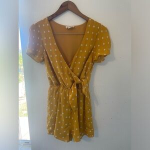 Yellow polka dot romper